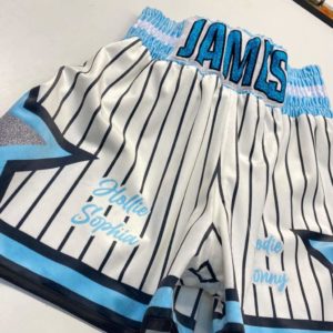 James Verbeeten White Velvet Orlando Magic Inspired Custom Boxing Shorts Close Up Front View