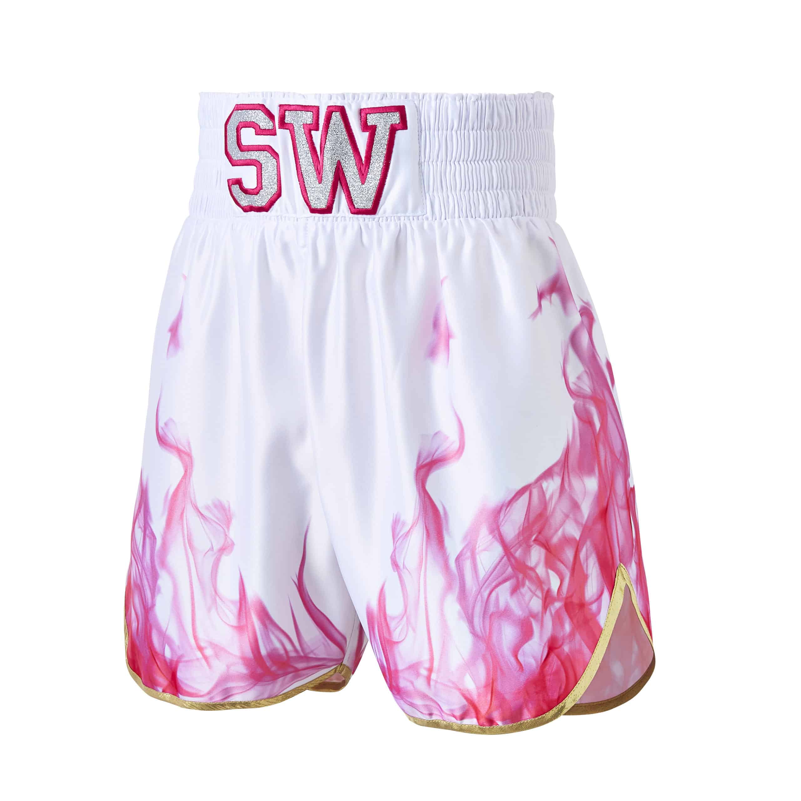 white and pink shorts