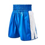 Blue Leather Boxing Shorts With Fur
