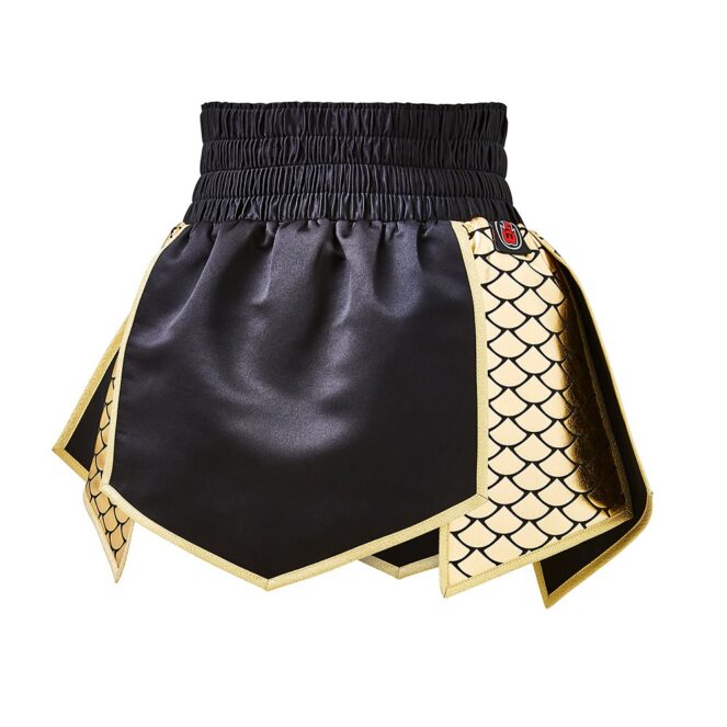 Mermaid Shine Fish Scale Gold and Black Gladiator Boxing Shorts