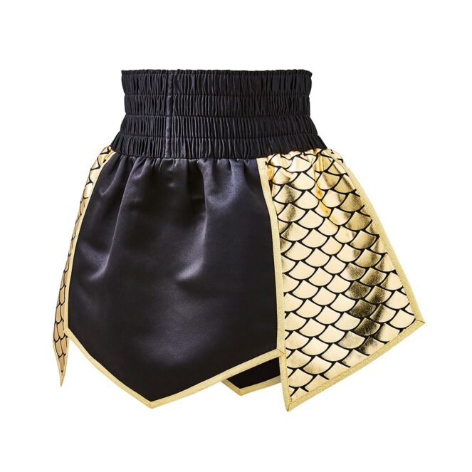 Mermaid Shine Fish Scale Gold and Black Gladiator Boxing Shorts