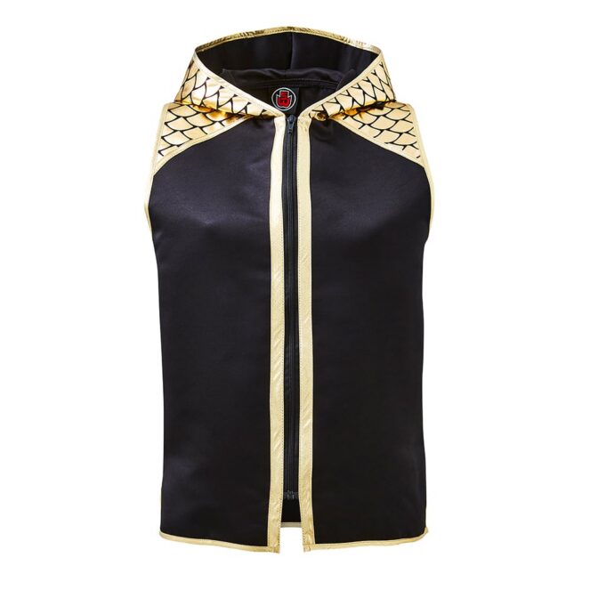 Suzi Wong Mermaid Shine Black & Gold Ring Jacket Front Mermaid Shine or Fish Scale Custom Boxing Ring Jacket
