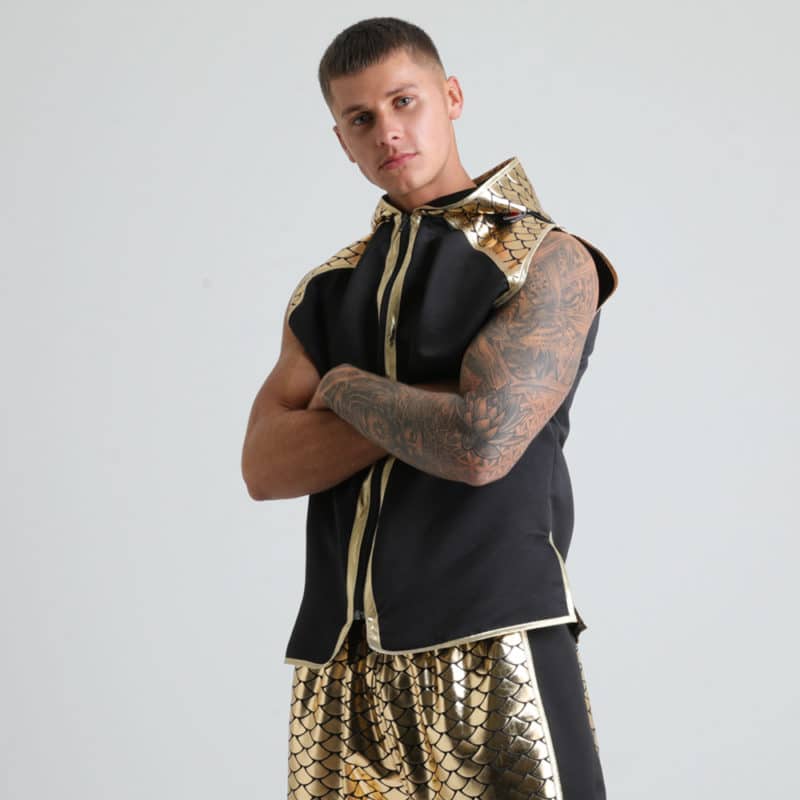 Black and Gold Fish Scale Custom Boxing Ring Jacket