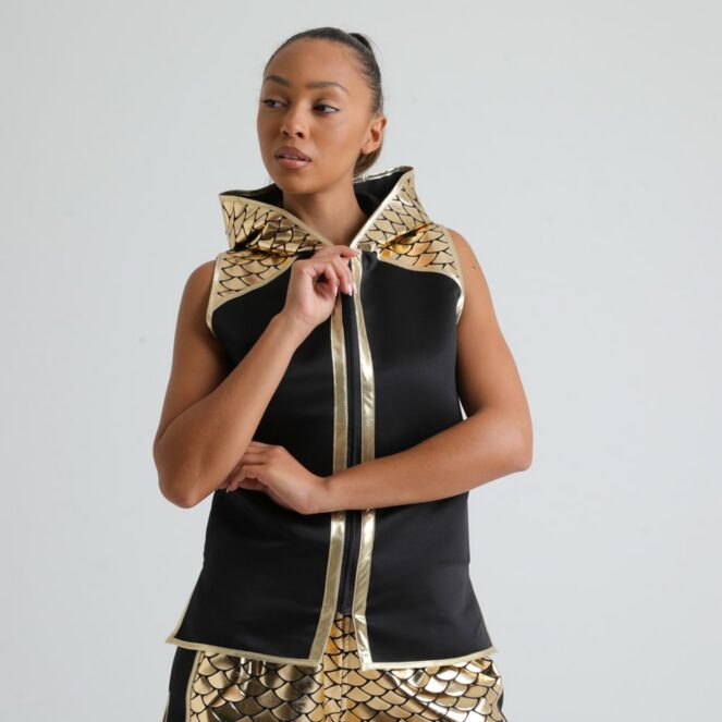 Black and Gold Shine Boxing Ring Jacket