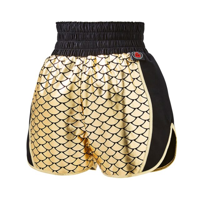 Women's Gold Mermaid Shine Customisable Boxing Shorts Back