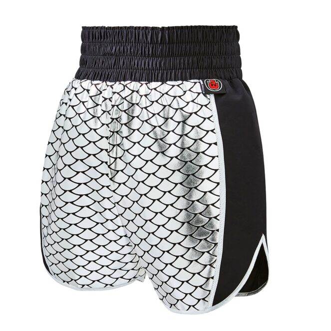 Silver Fish Scale Customisable Boxing Shorts Back