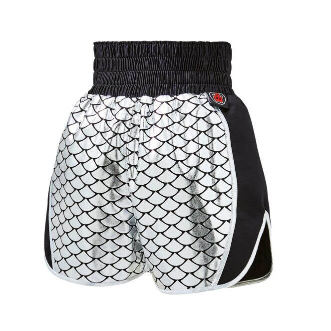 Women's Silver Mermaid Shine Customisable Boxing Shorts Back