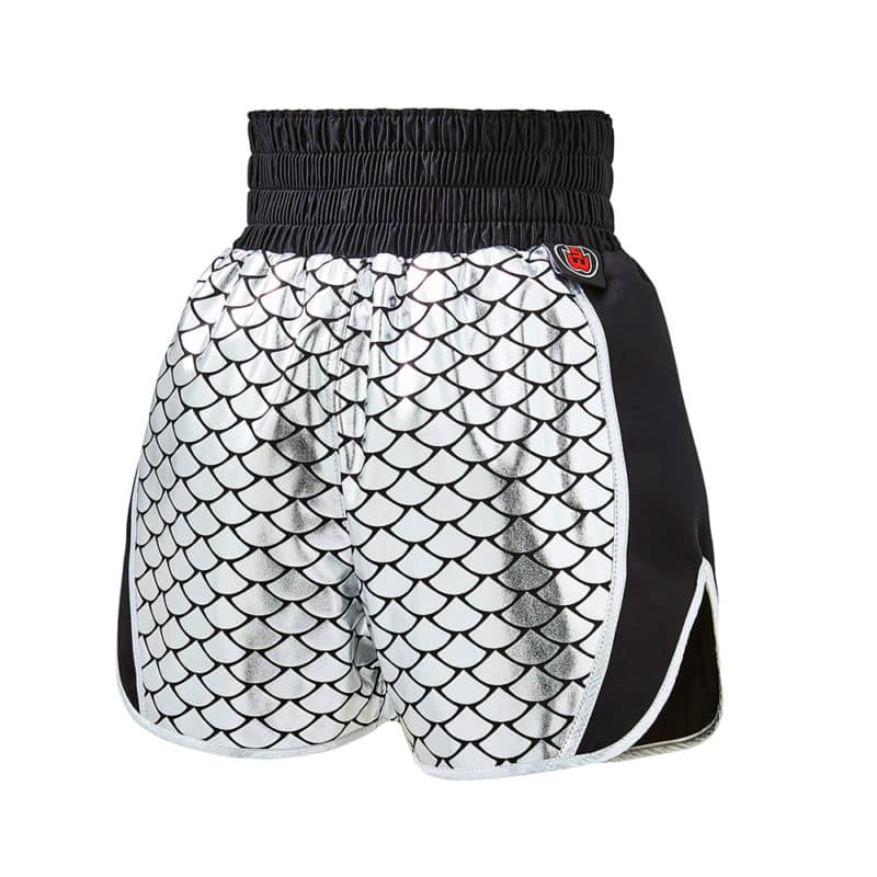 Women's Silver Mermaid Shine Customisable Boxing Shorts Back