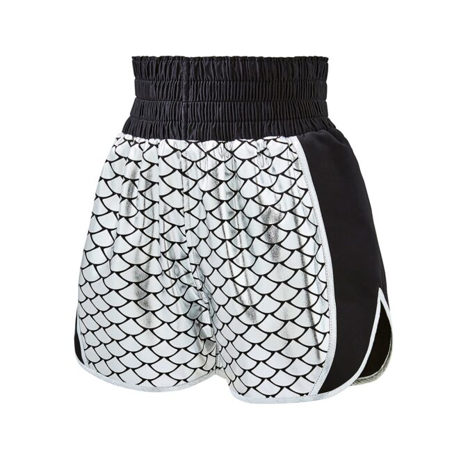 Women's Silver Mermaid Shine Customisable Boxing Shorts Back