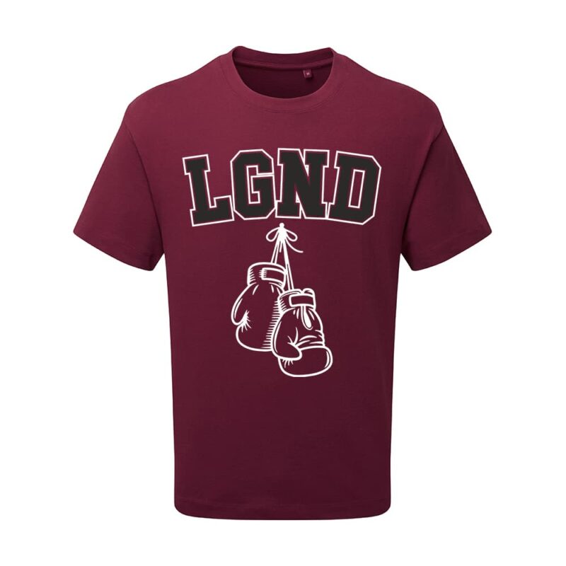 Ahead Maroon LGND T-Shirt with Boxing Gloves Graphic