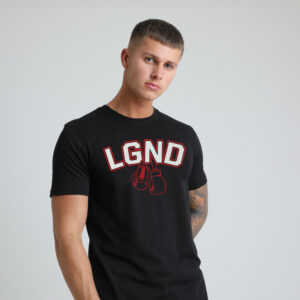 LGND Black Gym T-Shirt with Red Boxing Gloves