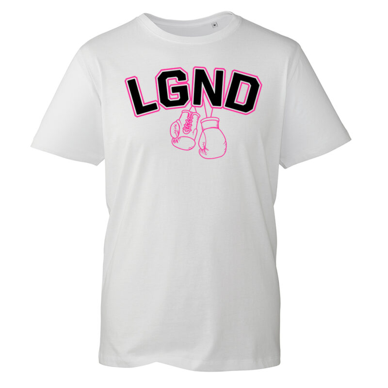 LGND White T-Shirt with Pink Boxing Gloves