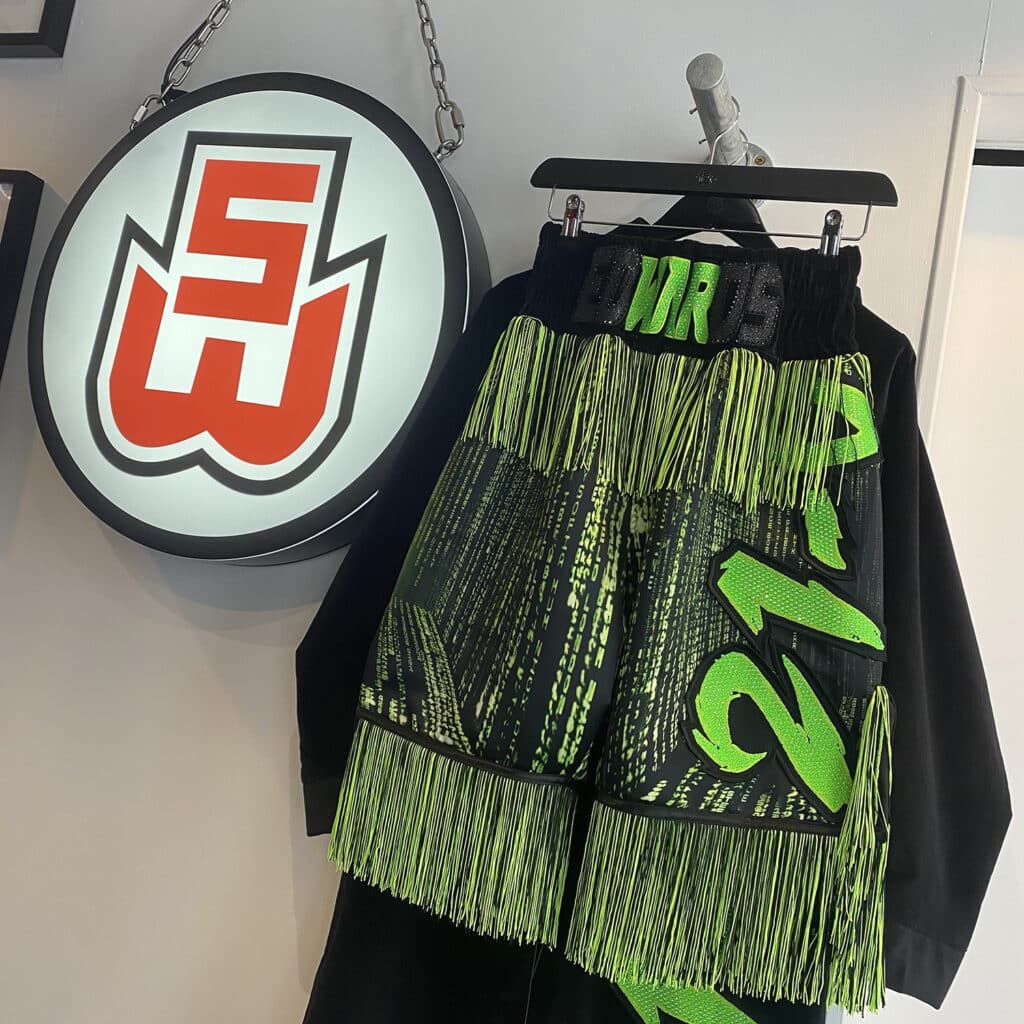 Matrix inspired Boxing Shorts for Sunny Edwards vs Bam Rodriguez