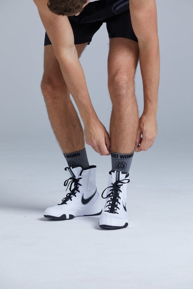 suzi wong boxing socks grey