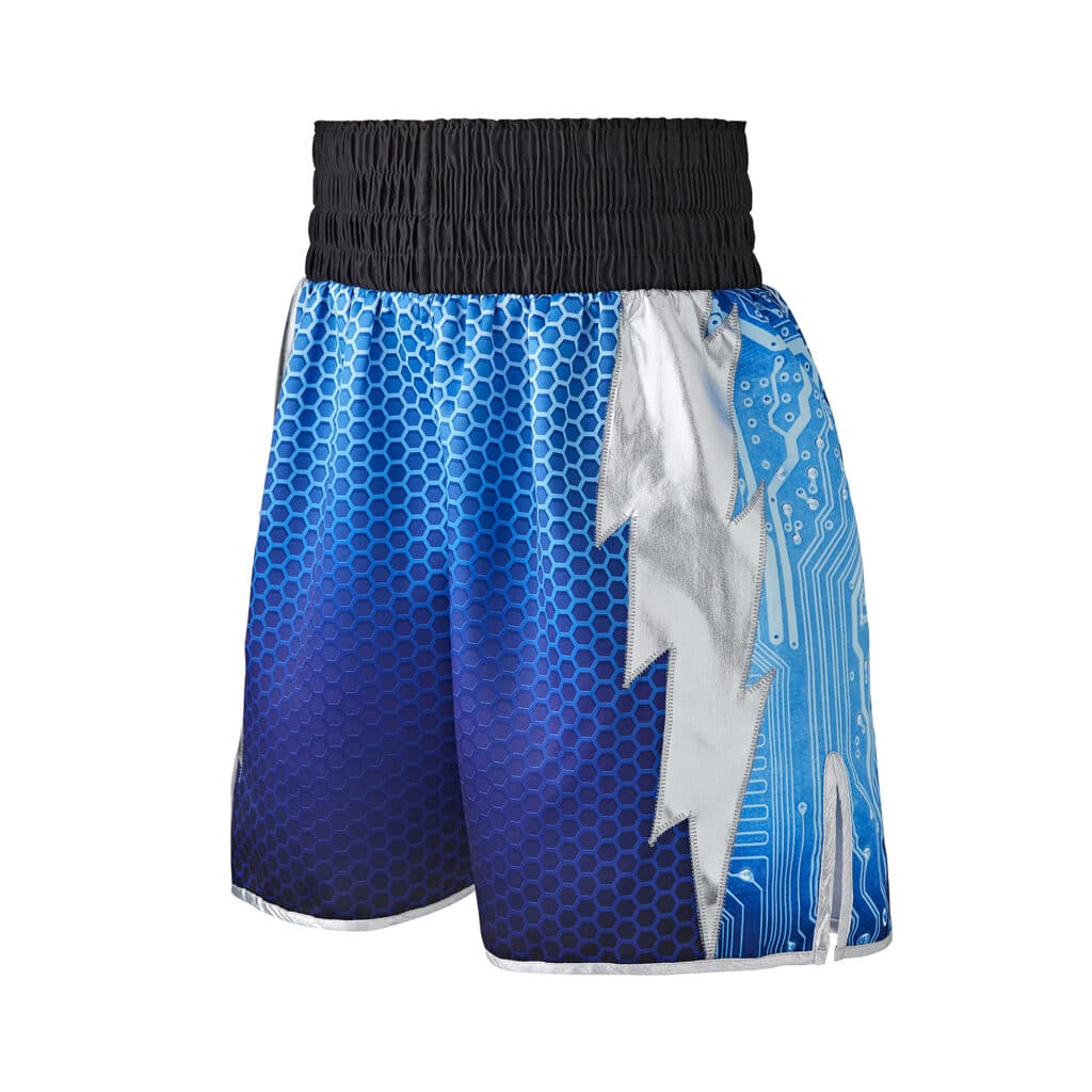 Lightning Hex Black & Blue Boxing Shorts