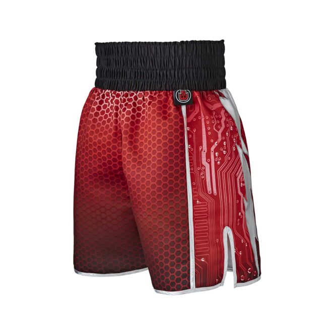 Lightning Hex Black & Red Boxing Shorts Back