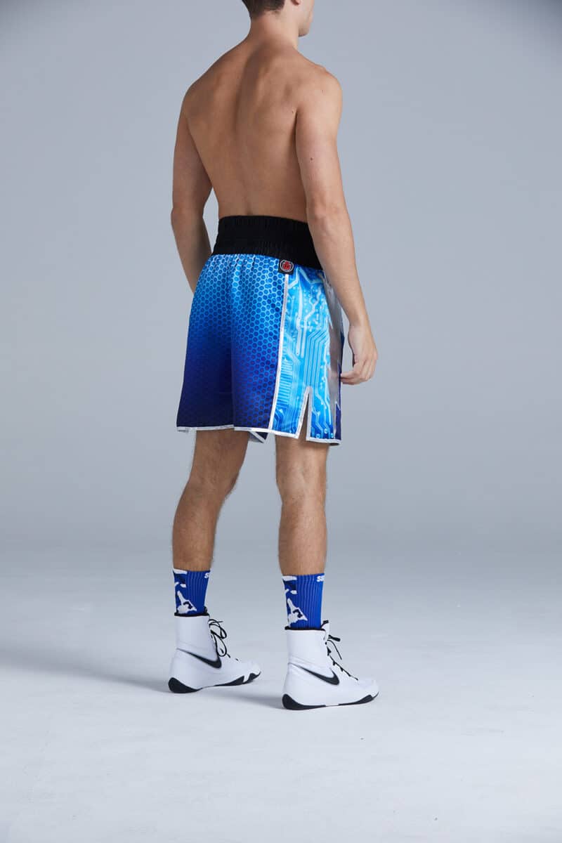 Blue Lightning Hex Boxing Shorts