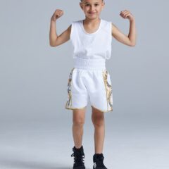 Kids Greco Boxing Shorts and White Boxing Vest