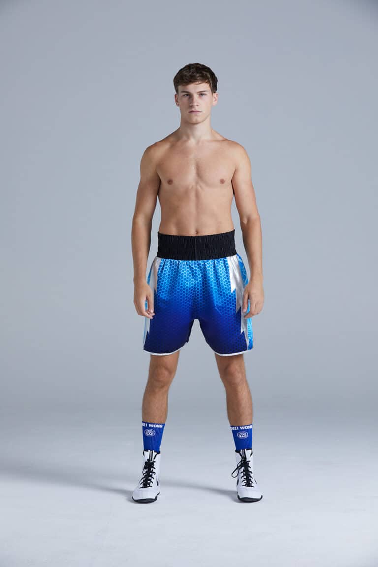 Mens Blue Lightning Hex Boxing Shorts