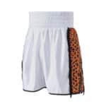 White and Orange Cheetah Print Tassel Trim Boxing Shorts