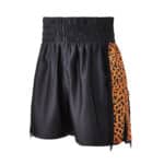 Black and Orange Cheetah Print Tassel Trim Boxing Shorts