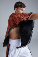 Black and Orange Cheetah Print Poncho on Boxer