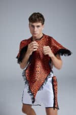 Black and Orange Cheetah Print Poncho on Boxer