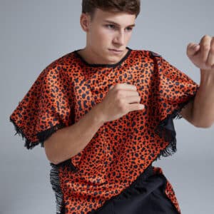 Black and Orange Cheetah Print Poncho on Boxer