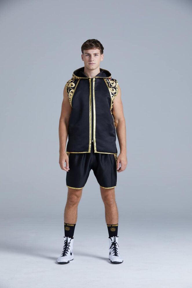 Black and Gold Customisable Chains Boxing Ring Jacket