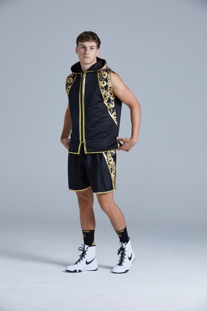 Black and Gold Customisable Chains Boxing Ring Jacket