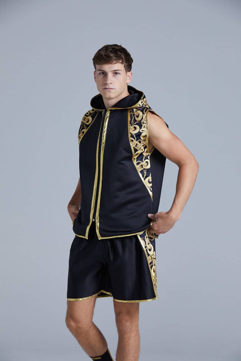 Black and Gold Customisable Chains Boxing Ring Jacket