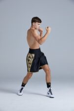Black & Gold Chain Print Boxing Shorts on Boxer