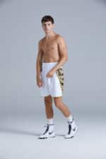 Middleweight Boxer in Chains White and Gold Boxing Shorts