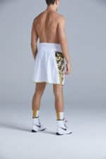 Middleweight Boxer in Chains White and Gold Boxing Shorts