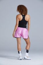 Women's Pink & Black Customisable Boxing Shorts Back