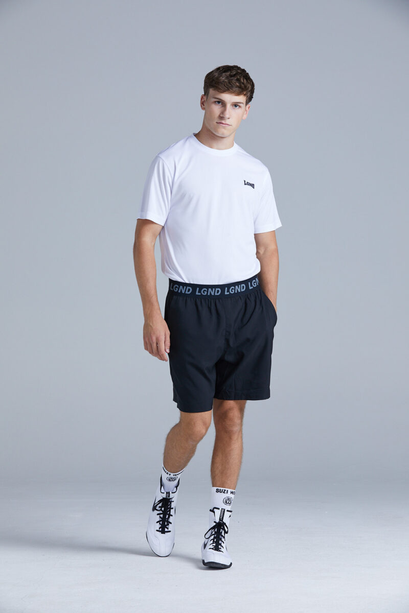 LGND Black training shorts on model