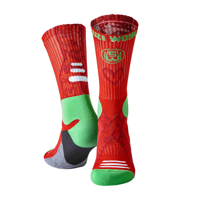 SW Boxing Socks RED - GRN Suzi Wong Valentine's Day Boxing Sock