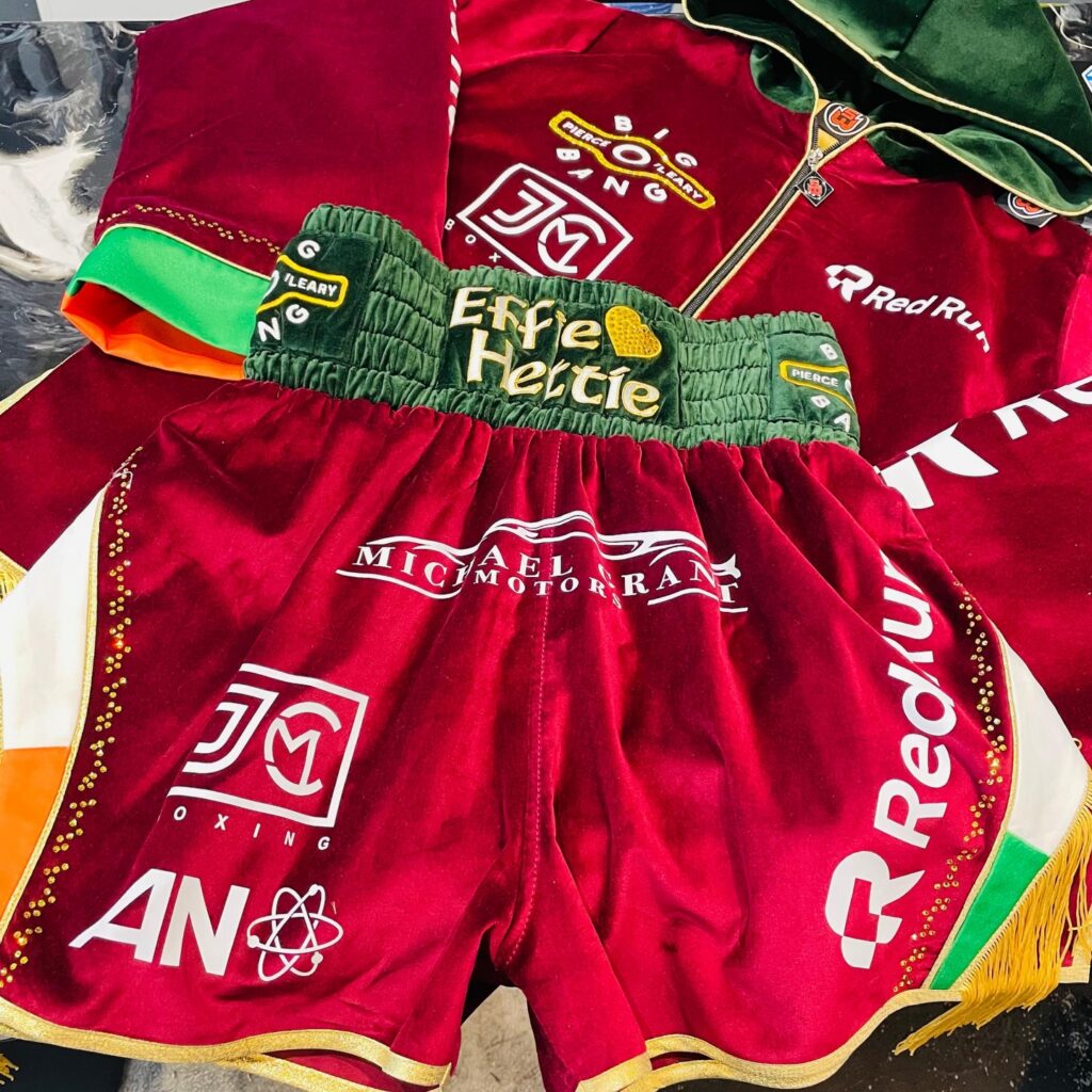 Pierce O’Leary Custom Boxing Kit made by Suzi Wong