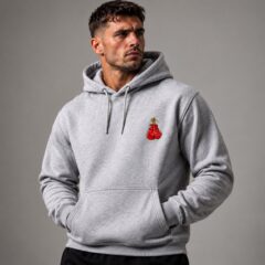 Embroidered Glove Hoody Grey Red Glove